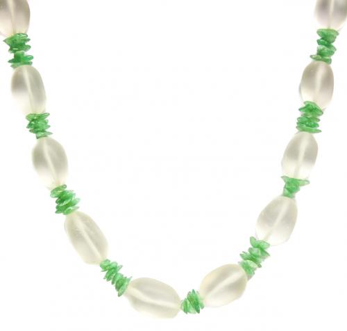 COLLAR DE CUARZO BLANCO Y JADEITA