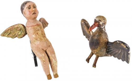 DOS FIGURAS DE MADERA TALLADA CIRCA 1800