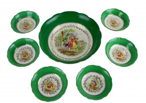 CONJUNTO DE POSTRE EN PORCELANA DE BAVARIA DE MEDIADOS S.XX