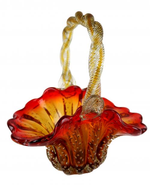 GRAN CESTA EN CRISTAL SOPLADO DEL SEGUNO TERCIO S.XX