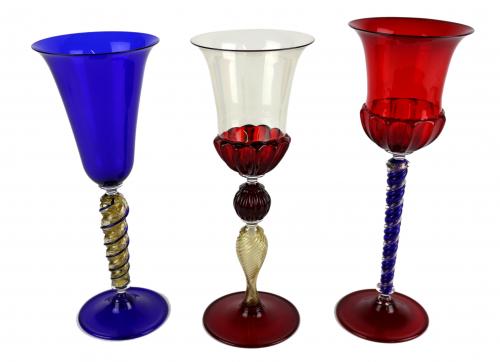 TRES COPAS EN CRISTAL DE MURANO DE FINALES S.XX
