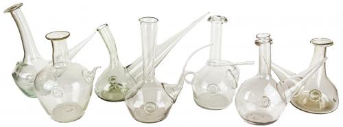 COLECCIÓN DE 7 PORRONES EN CRISTAL DEL ÚLTIMO CUARTO S.XX