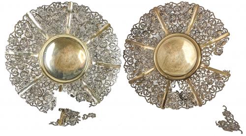 DOS CENTROS DE MESA EN PLATA DEL PRIMER TERCIO DEL S.XX
