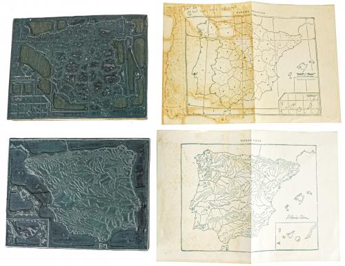 PAREJA DE PLANCHAS PARA GRABADO DE MAPAS
