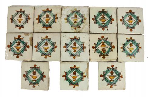 TRECE BALDOSAS DE MUESTRA CATALANA CIRCA 1800