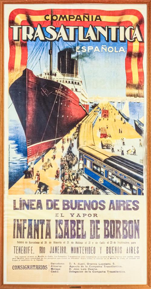 CARTEL DE LA "COMPAÑIA TRASATLÁNTICA DE ESPAÑA"