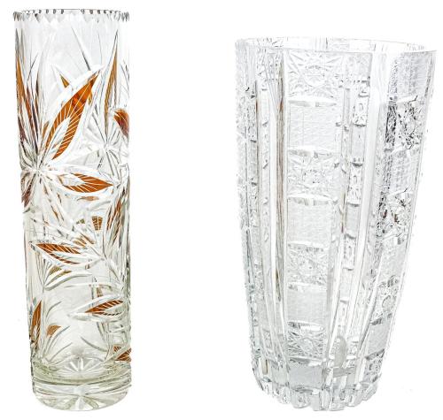 DOS JARRONES DE CRISTAL DEL SEGUNDO TERCIO DE SIGLO XX