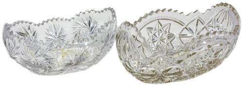 DOS CENTROS DE MESA EN CRISTAL DE MEDIADOS DEL S.XX