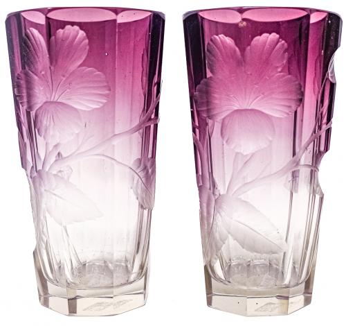 PAREJA DE VASOS EN CRISTAL DEL SEGUNDO CUARTO DEL S.XX