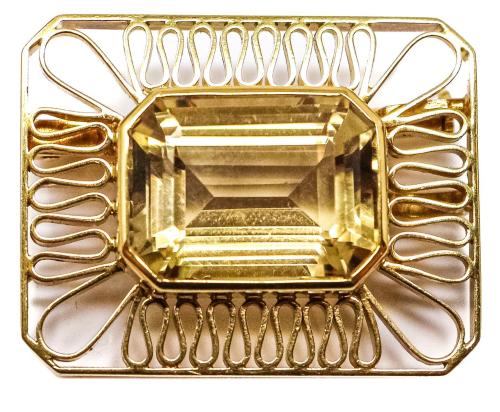 BROCHE COLGANTE CON CUARZO CITRINO