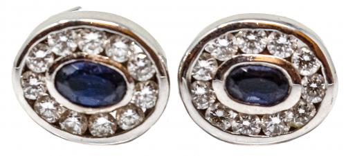 PENDIENTES ROSETONES CON ZAFIROS Y BRILLANTES