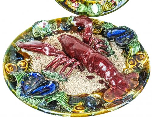 CUATRO PLATOS DECORATIVOS EN CERÁMICA ESMALTADA AÑOS 60