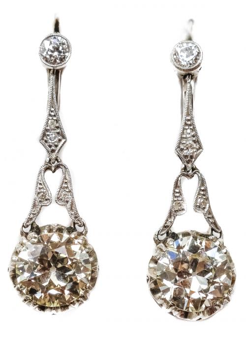PENDIENTES CON DIAMANTES DE PPS. DEL S.XX