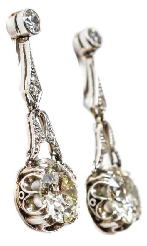 PENDIENTES CON DIAMANTES DE PPS. DEL S.XX