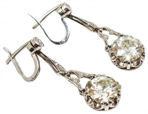 PENDIENTES CON DIAMANTES DE PPS. DEL S.XX