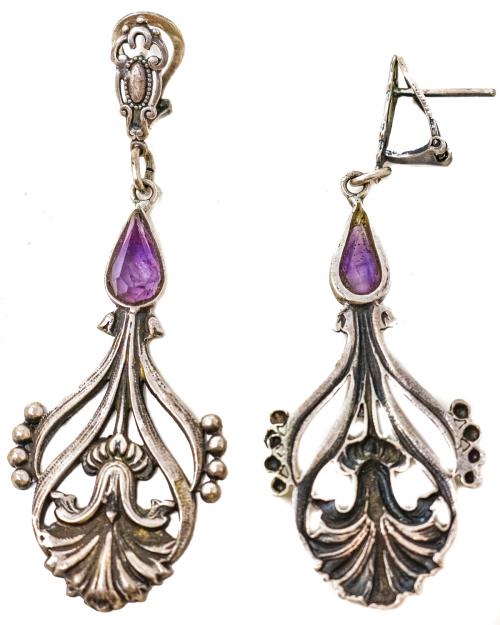 PENDIENTES LARGOS CON AMATISTAS