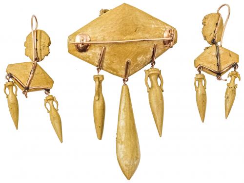BROCHE Y PENDIENTES ITALIANOS DEL S.XIX