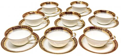 CONJUNTO DE TAZAS DE CAFÉ EN PORCELANA "LIMOGES"