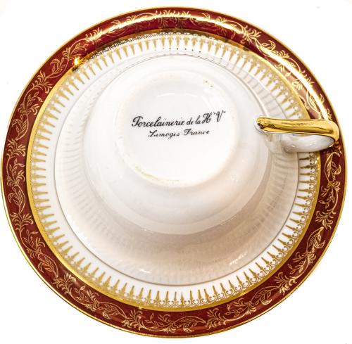 CONJUNTO DE TAZAS DE CAFÉ EN PORCELANA "LIMOGES"