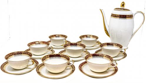 CONJUNTO DE TAZAS DE CAFÉ EN PORCELANA "LIMOGES"