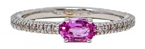 ANILLO CON DIAMANTES Y ZAFIRO ROSA