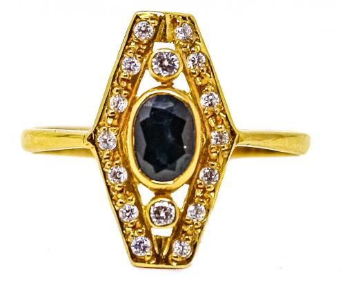 ANILLO LANZADERA CON ZAFIRO Y BRILLANTES