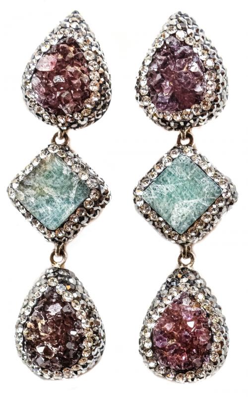PENDIENTES DE PLATA CON AMATISTA Y CIRCONITAS