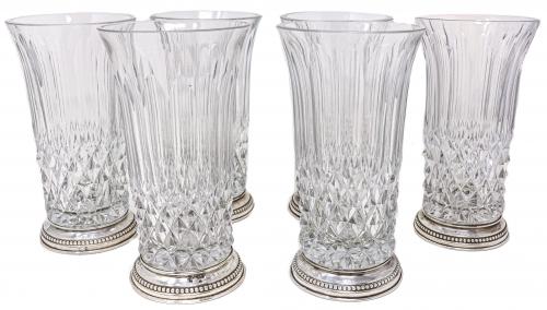 CONJUNTO DE SEIS PEQUEÑOS JARRONES EN CRISTAL