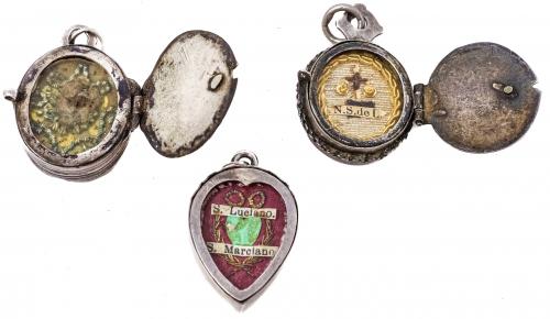 TRES MEDALLAS RELICARIO DEL S.XVIII