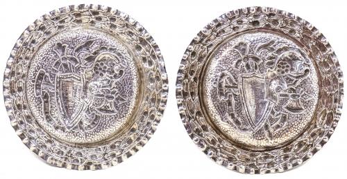 PAREJA DE CENTRITOS EN PLATA DE LA SEGUNDA MITAD DLE S.XX