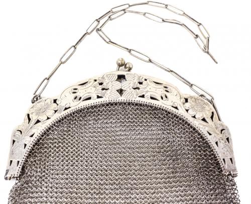 BOLSO, Y DOS PEQUEÑOS MONEDERITOS DE MALLA EN PLATA