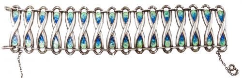 PULSERA DE PLATA CON ESMALTES AÑOS 70
