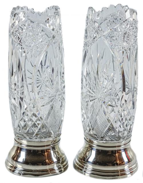 PAREJA DE JARRONES EN CRISTAL DEL PRIMER TERCIO DEL S.XX