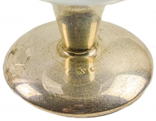 SEIS COPAS EN CRISTAL CON BASE EN PLATA