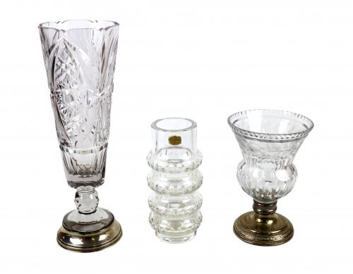TRES JARRONES EN CRISTAL DEL SEGUNDO TERCIO S.XX