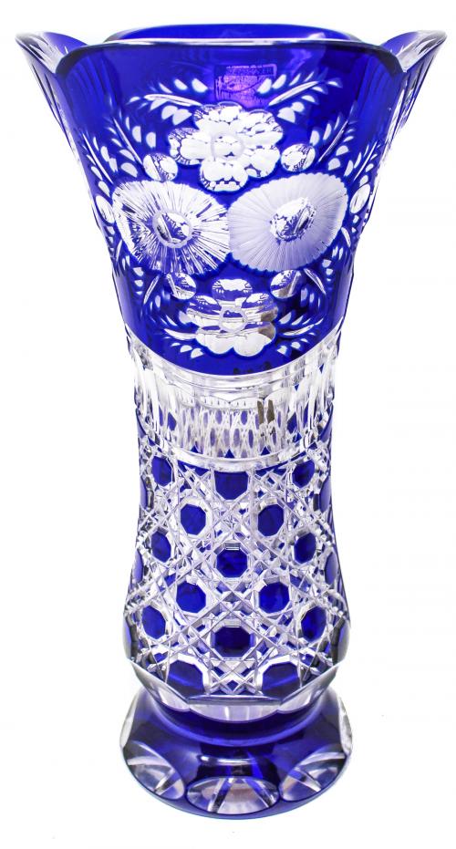 JARRÓN DE CRISTAL AZUL