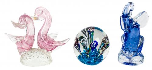 TRES PIEZAS DE CRISTAL DE MURANO