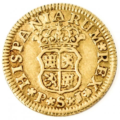 MONEDA DE 1/2 ESCUDO DE ORO DE 1744