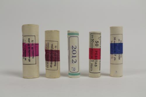 CINCO CARTUCHOS DE MONEDAS