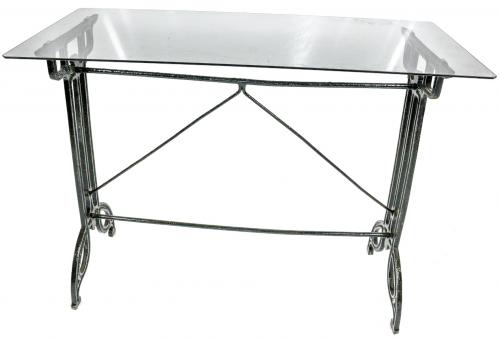 MESA AUXILAR EN HIERRO Y CRISTAL