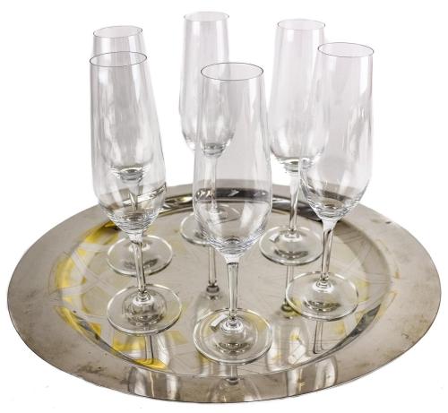 SEIS COPAS DE CAVA Y BANDEJA DEL ÚLTIMO TERCIO DEL S.XX