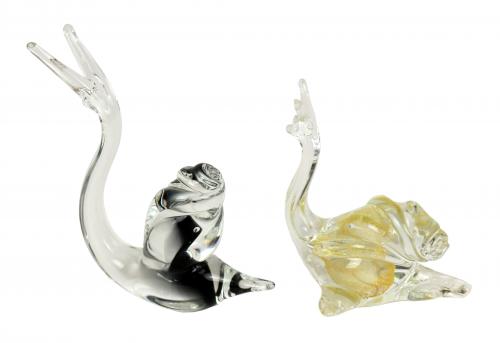 DOS CARACOLES EN CRISTAL DE MURANO.