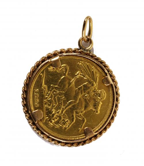 COLGANTE CON MONEDA INGLESA DE 1880