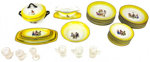 CONJUNTO "FIRETA" EN PORCELANA Y VIDRIO