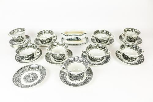 CONJUNTO DE TAZAS CON PLATO EN LOZA PICKMAN