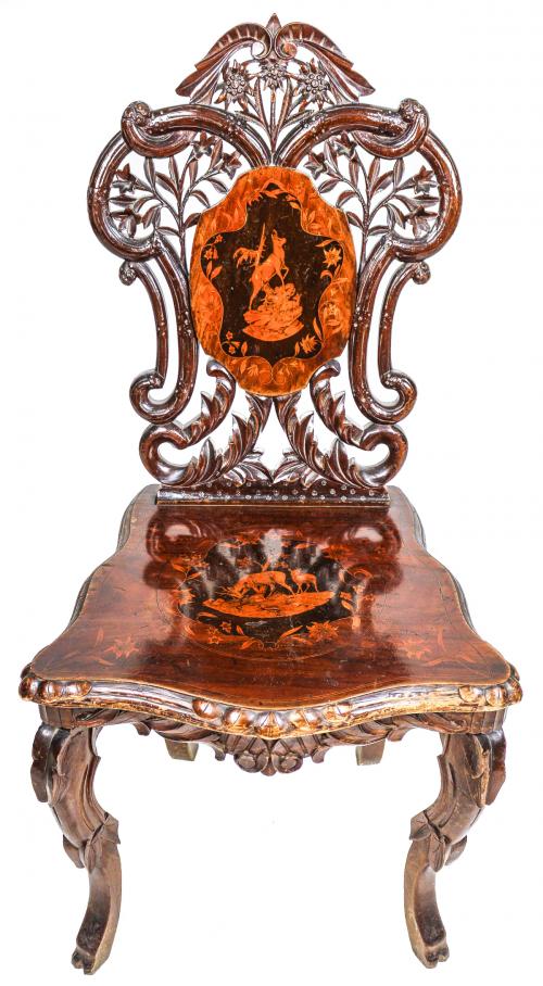 SILLA CON DECORACIÓN EN MARQUETERIA