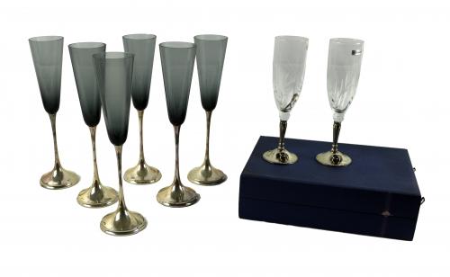 DOS LOTES DE COPAS DE CRISTAL DE LA SEGUNDA MITAD DEL S.XX