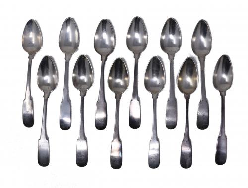 CONJUNTO 12 CUCHARAS EN PLATA DE FINALES S.XIX