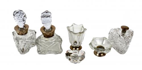 LOTE EN CRISTAL TALLADO Y PLATA