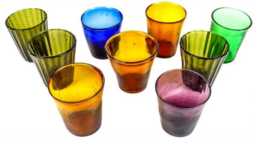 LOTE DE 9 VASOS DE VIDRIO